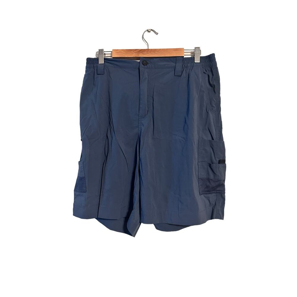 Magellan Outdoors Size XL Fishgear Nylon Navy Blue Cargo Pocket Shorts 9" inseam